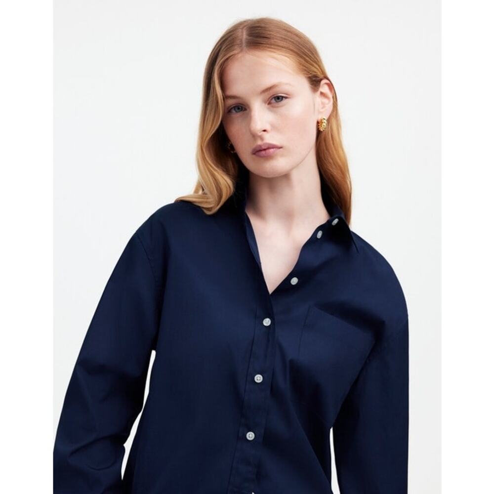 Madewell Relaxed Button-Up Shirt in Deep Cobalt Blue Size XXL - Picture 2 of 14